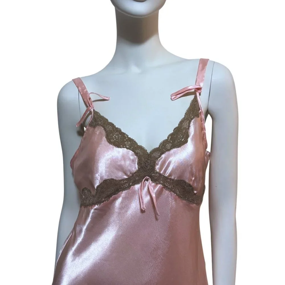 Y2K Robert Louis Slip Dress M Asymmetric Babydoll Sundress Romantic Prom Wedding - Picture 2 of 7